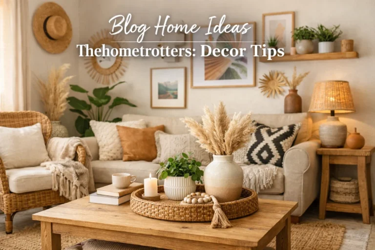 Cozy boho living room with neutral tones, woven decor, plants, and warm natural light for home styling ideas.