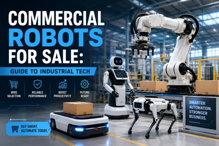 Modern industrial robots operating in a smart factory with automated systems and advanced robotics.
