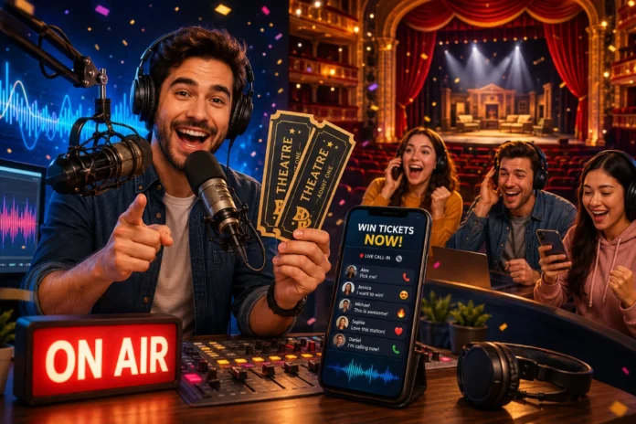 Hex Hex Hexa Radio Station Is Giving Away Tickets To A Play Win Now Radio host announces a theater ticket giveaway as excited listeners join a live contest event.