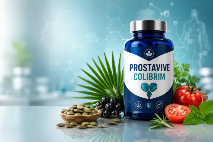 Prostavive Colibrim Age, Career, and Key Details Premium Prostavive Colibrim supplement bottle with natural ingredients in a modern wellness setting.